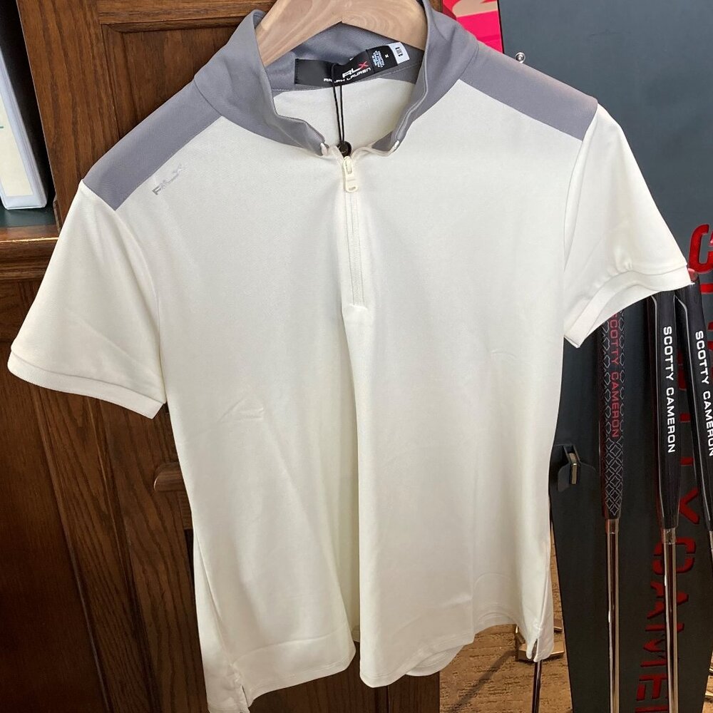 Women's RLX Golf Short Sleeve Pique Tri Color Quarter Zip Shirt
